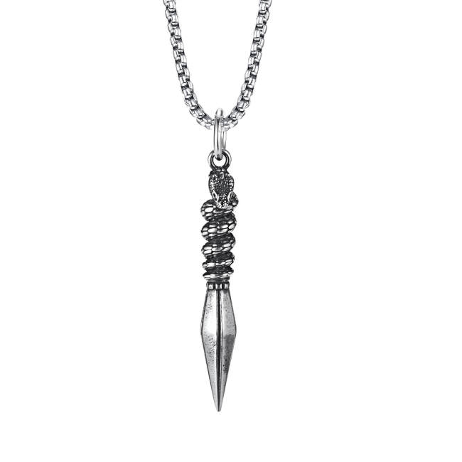 Wholesale Stainless Steel Snake Wrapped Spear Pendant