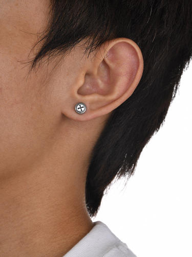 Wholesale Stainless Steel Cross Circle Stud Earring for Men