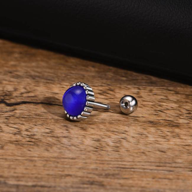 Wholesale Stainless Steel Blue Opal Stud Earrings