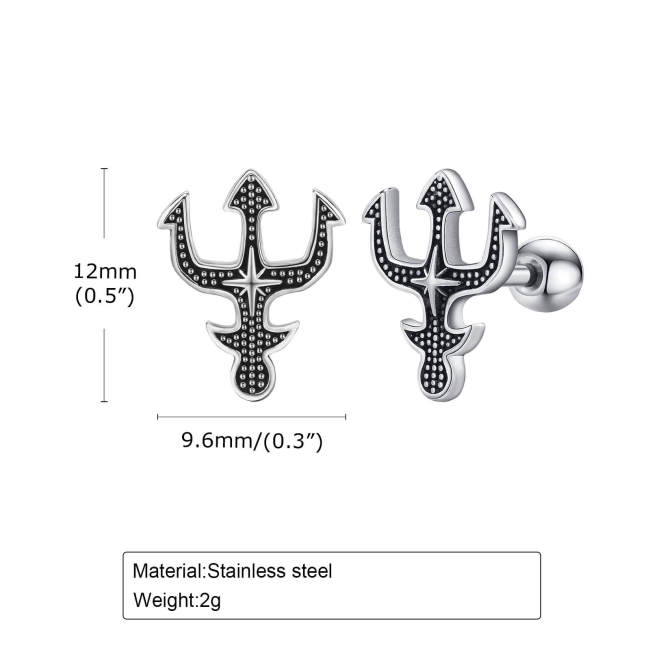 Wholesale Stainless Steel Trident Stud Earrings