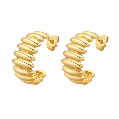 Wholesale Stainless Steel Chunky Striped Hoop Earring
