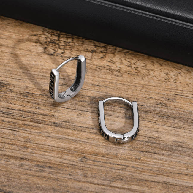 Wholesale Stainless Steel Viking Rune U Shape Hoop Earrings