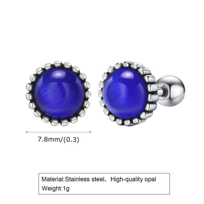 Wholesale Stainless Steel Blue Opal Stud Earrings