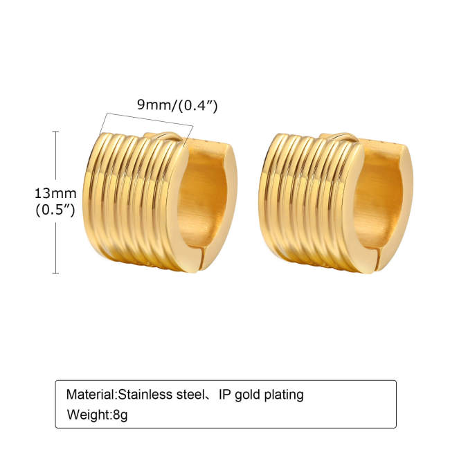 Wholesale Stainless Steel Wide Thread Huggie Earrings