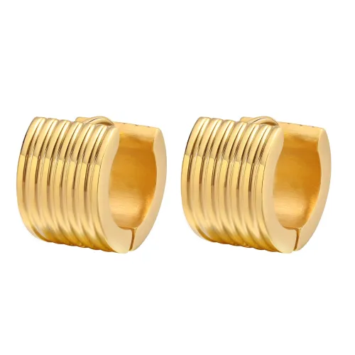 Wholesale Stainless Steel Wide Thread Huggie Earrings
