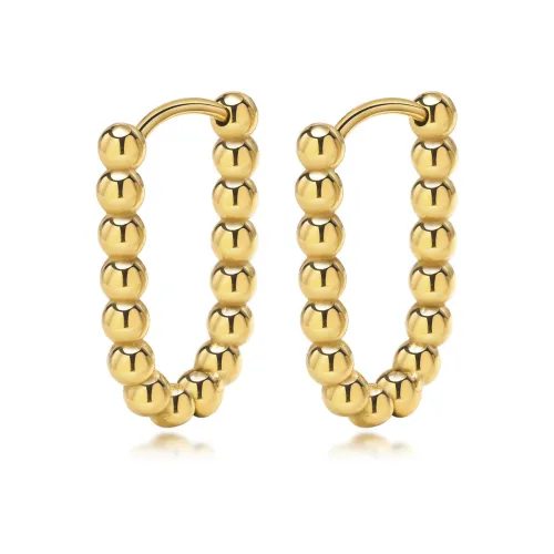 Wholesale Stainless Steel U Shaped Beaded Hoop Earrings