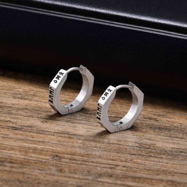Wholesale Stainless Steel Viking Geometric Huggie Earrings