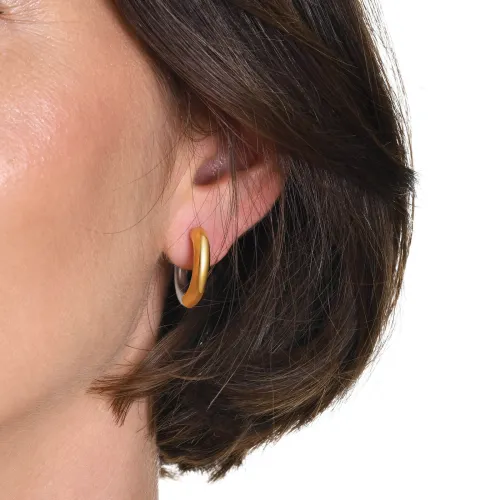 Wholesale Stainless Steel Two Tone Chunky Huggie Earring