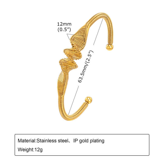 Wholesale Stainless Steel Gold Mobius Open Bangle