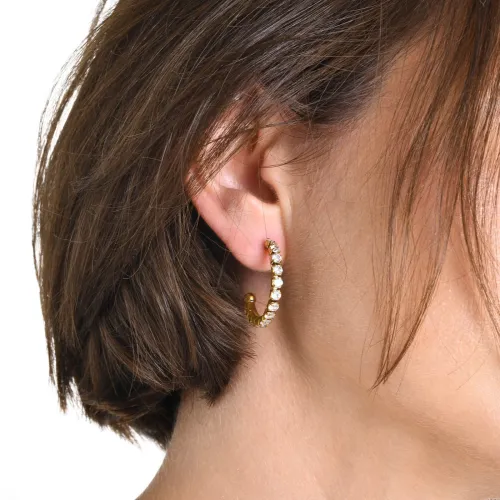 Wholesale Stainless Steel Gold CZ Hoop Earrings