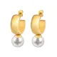 Wholesale Stainless Steel and Pearl Earring