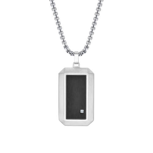 Wholesale Stainless Steel Black CZ Dog Tag Pendant