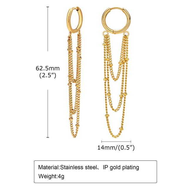 Wholesale Stainless Steel Chain Huggie Earrings