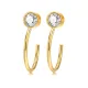 Wholesale Stainless Steel CZ C Shaped Hoop Earrings