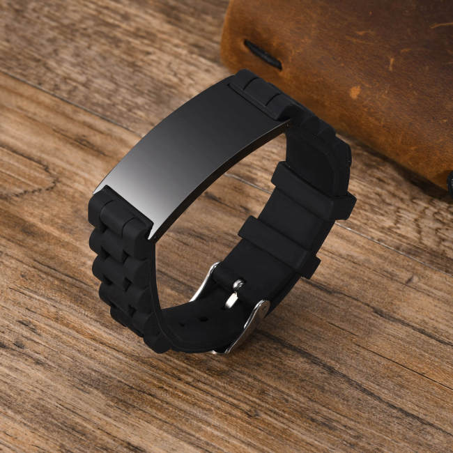 Wholesale Stainless Steel Engravable Silicone Bracelet