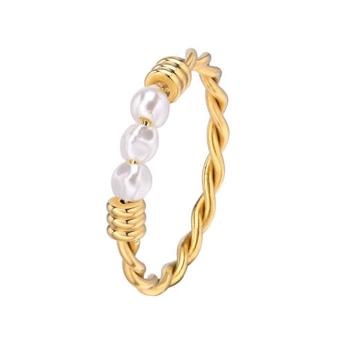 Wholesale Stainless Steel Imitation Pearl Twist Ring