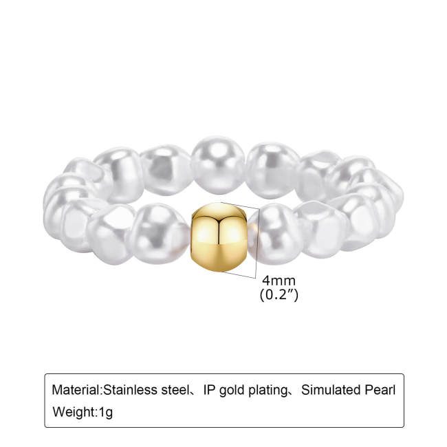 Wholesale Two Tone Imitation Pearl Beaded Ring