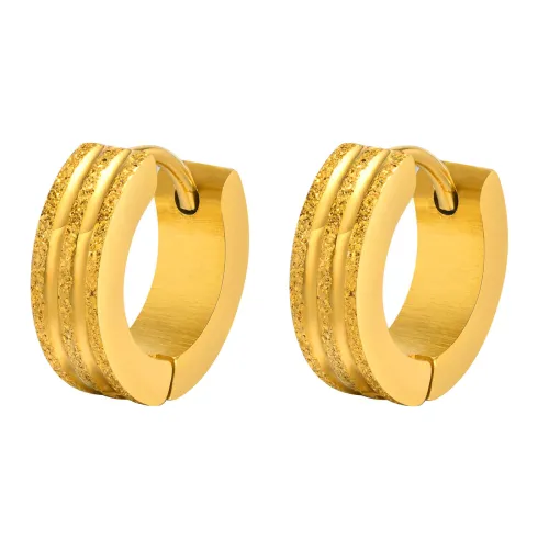 Wholesale Stainless Steel Stripe Grooved Sandblasted Huggie Earrings