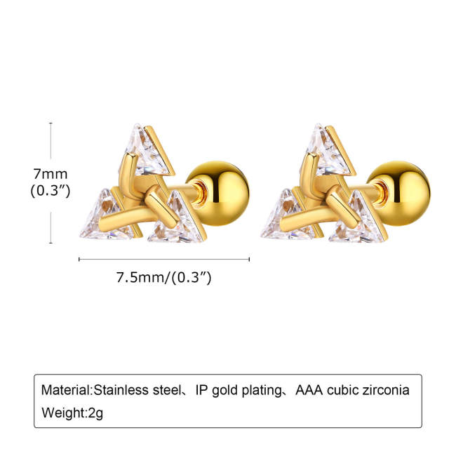 Wholesale Stainless Steel Men's Zirconia Triangle Earrings