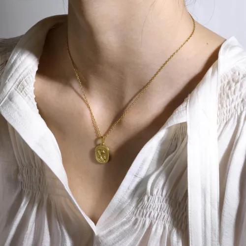 Wholesale Stainless Steel Gold Rose Square Pendant