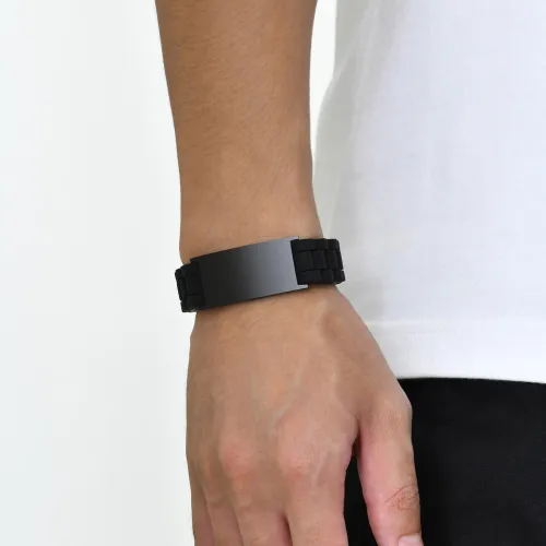 Wholesale Stainless Steel Engravable Silicone Bracelet