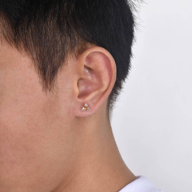Wholesale Stainless Steel Men's Zirconia Triangle Earrings