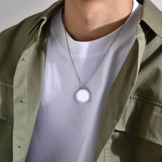 Wholesale Stainless Steel Engravable Spinner Necklace