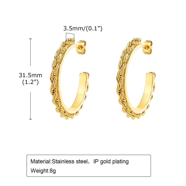 Wholesale Stainless Steel New Style Twisted Earrings