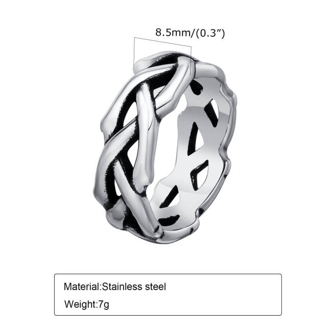 Wholesale Stainless Steel Braided Band Ring
