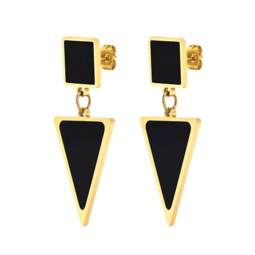 Wholesale Stainless Steel Square Link Triangle Dangle Earrings