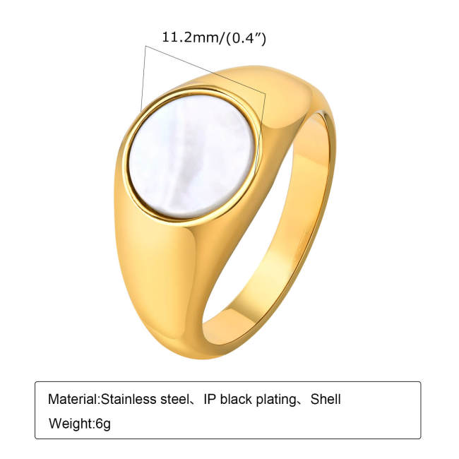 Wholesale Stainless Steel Women Gold Shell Signet Ring