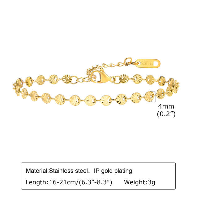 Wholesale Stainless Steel Disc Pleated Chain Bracelet