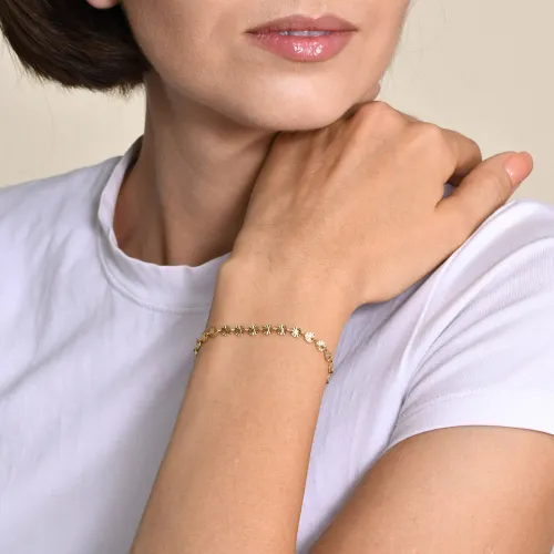 Wholesale Stainless Steel Disc Pleated Chain Bracelet