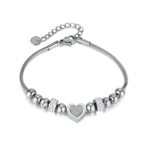 Wholesale Stainless Steel Beaded Heart Bracelet