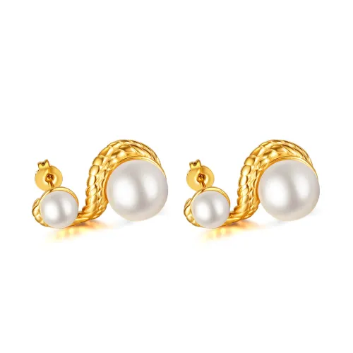 Wholesale Stainless Steel S Shaped Pearl Stud Earrings