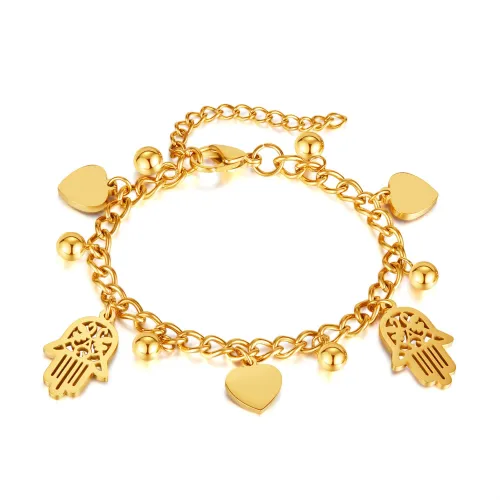 Wholesale Stainless Steel Charming Hamsa Heart Bracelet