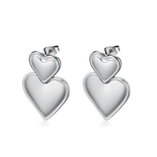 Wholesale Stainless Steel Double Heart Earrings