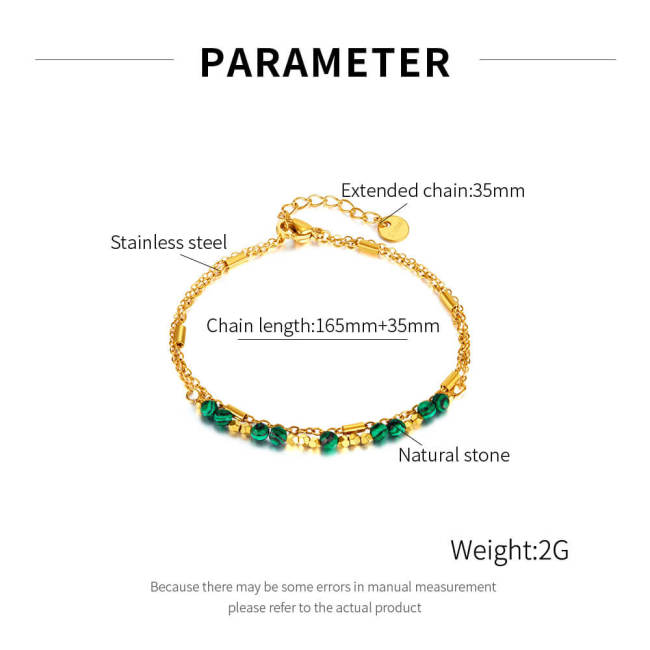 Wholesale Stainless Steel Green Stone Bracelet
