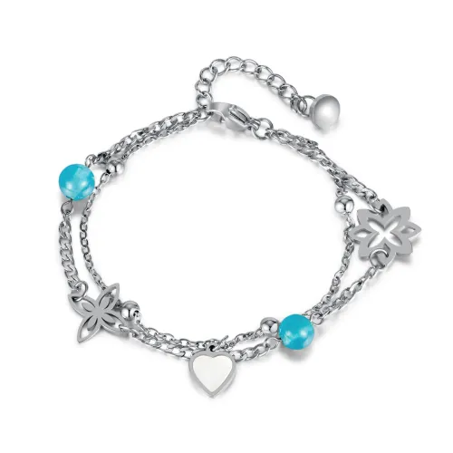 Wholesale Stainless Steel Double Layered Heart Bracelet
