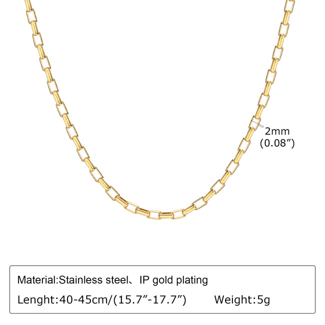 Wholesale Stainless Steel Women Box Chain Necklace