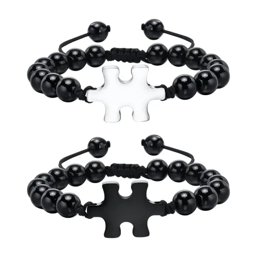 Wholesale Stainless Steel Puzzle Agate Beaded Bracelet