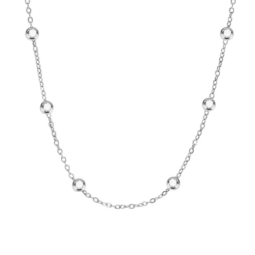 Wholesale Stainless Steel CZ Station Women Necklace