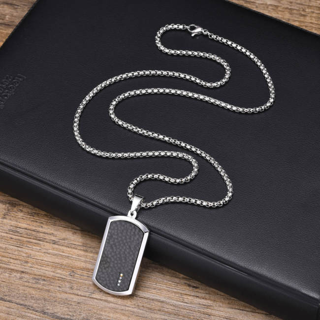 Wholesale Stainless Steel Hammered Dog Tag Pendant with CZ