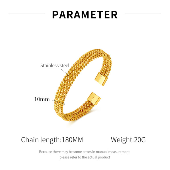 Wholesale Stainless Steel Mesh Open Bangle for Women