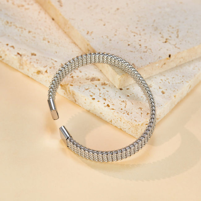 Wholesale Stainless Steel Mesh Open Bangle for Women