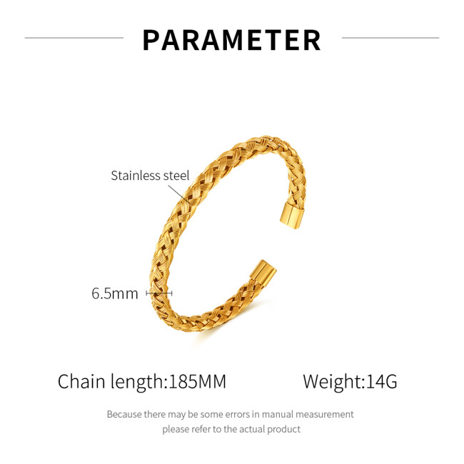 Wholesale Stainless Steel Braided Twist Open Bangle