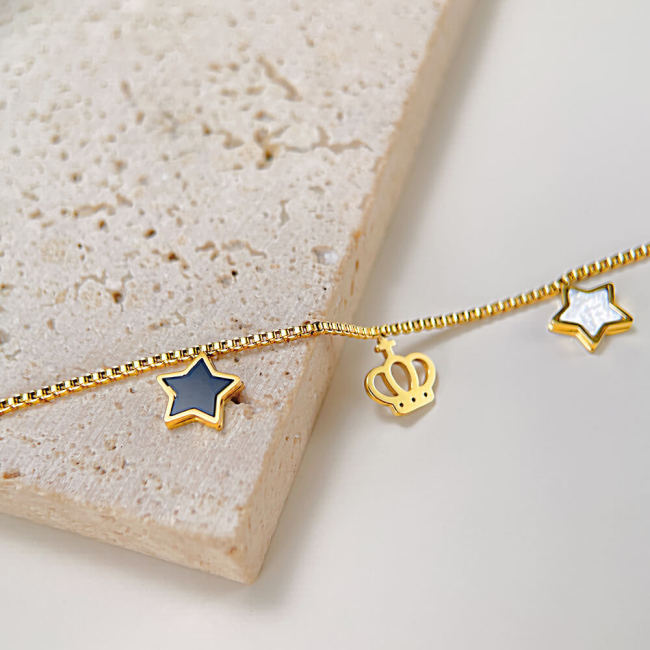 Wholesale Stainless Steel Star & Crown Anklet