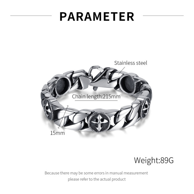 Wholesale Stainless Steel Chunky Cross Bracelet for Men