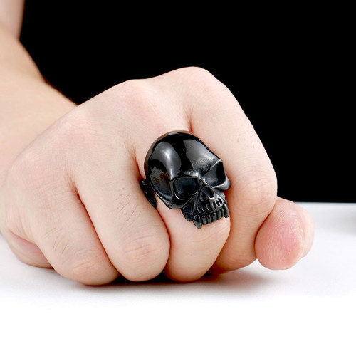Wholesale Stainless Steel IP Black Skull Ring
