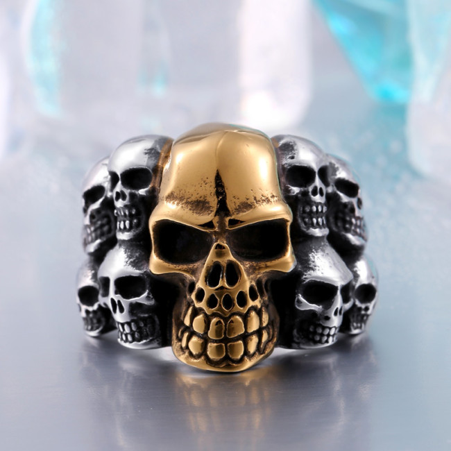 Wholesale Stainless Steel Gold  Skull Ring
